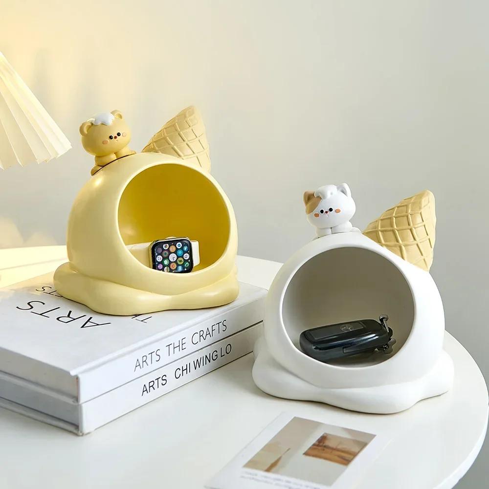 Aesthetic Home Storage Decor Resin Sweet Cone Shape Decor Home Key Shelf Door Shoe Cabinet Storage Home Decoration Storage Box