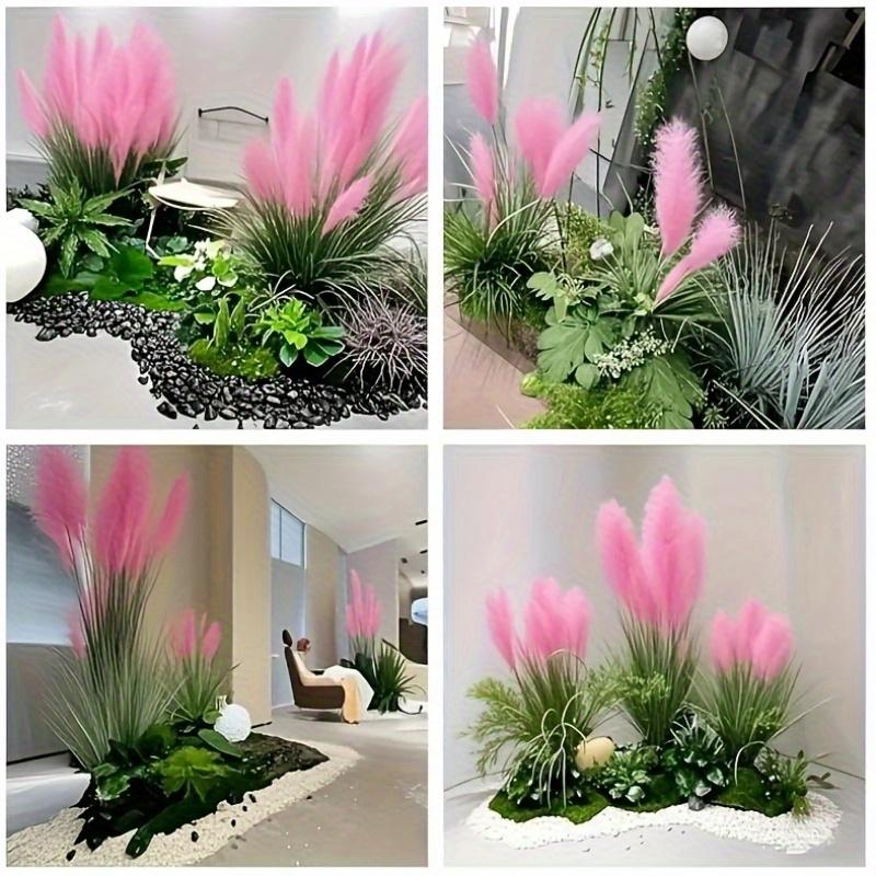 1pc 5 Heads Large Realistic Pink Artificial Foxtail Grass Plants, 31.5inch Tall with Pink Reed Flowers and Green Foliage Bushes - Indoor/Outdoor Use