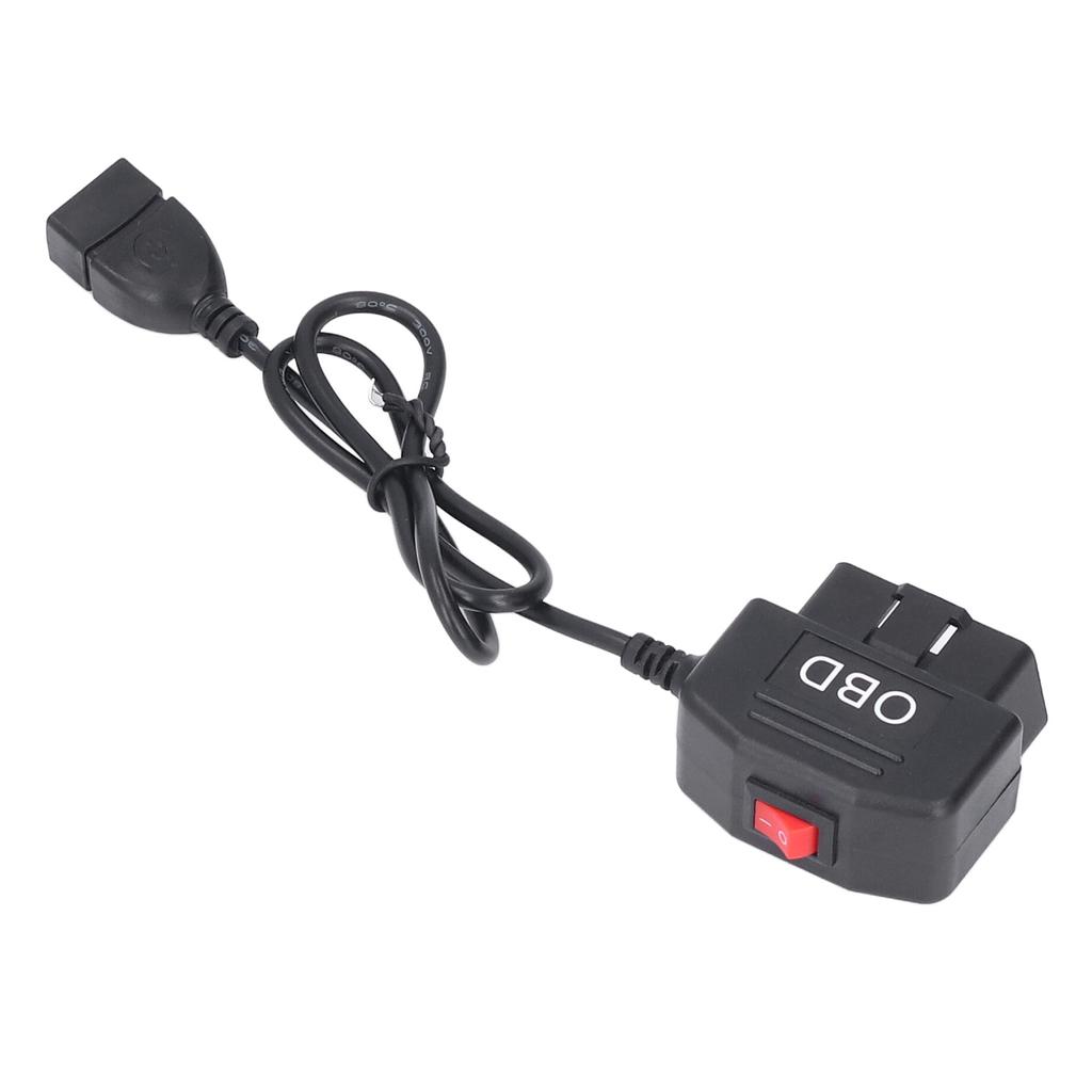 48cm18.9in OBD Power Adapter Cable with Switch Button ACC Mode Low Voltage Protection for Dash