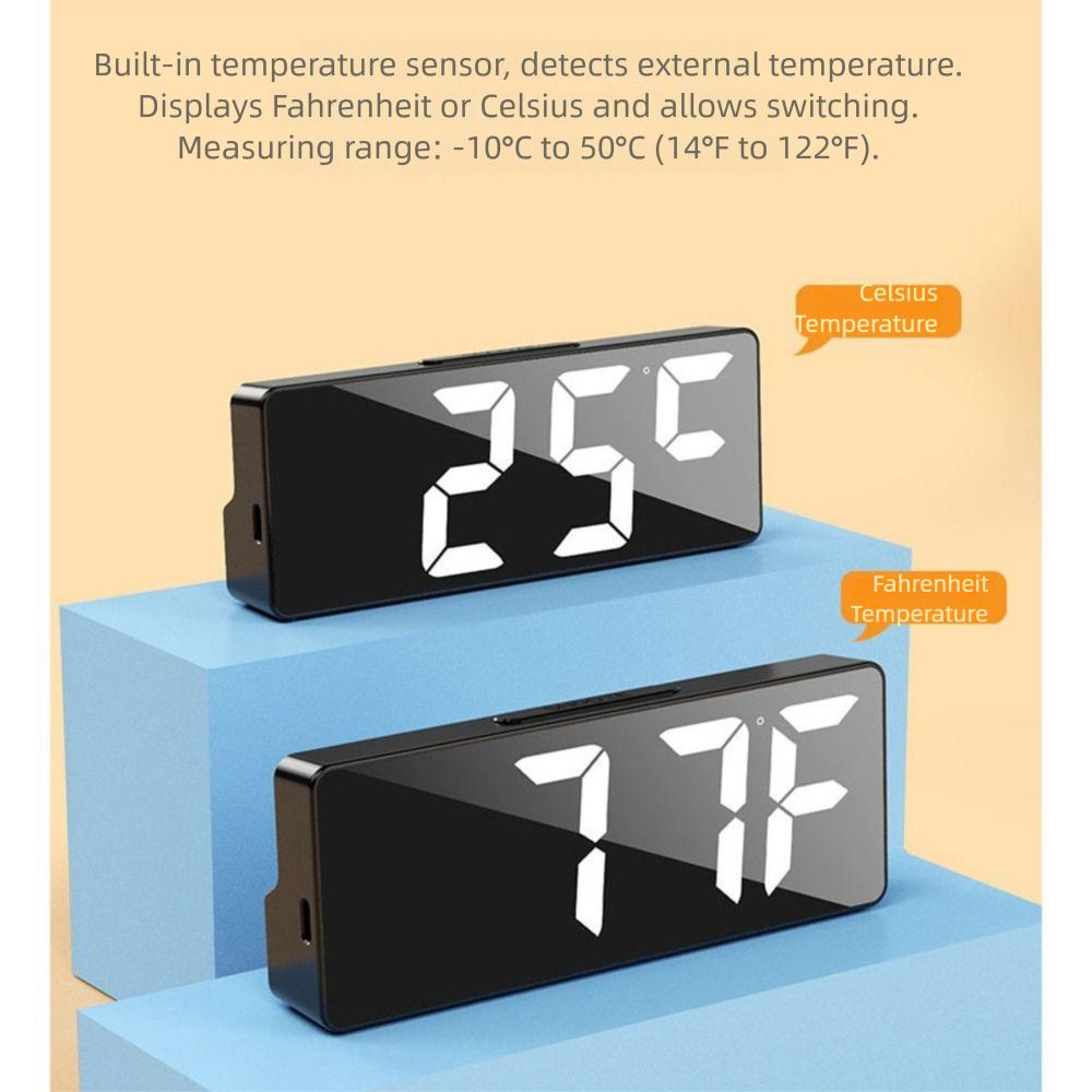 2 Levels Brightness Electronic Table Clock Temperature/Date Display Sleep Timer  Bedroom
