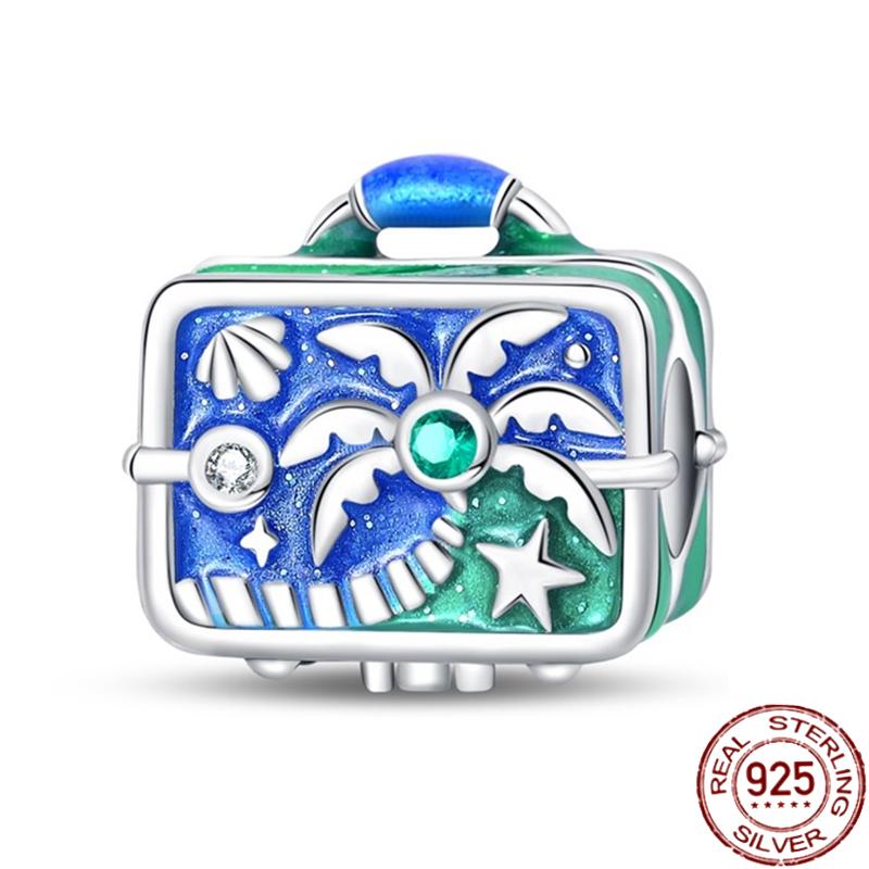 Copper Fashion Travel Airplane Luggage ThreePiece Set Charm Bead Charms Ideal For Women Authentic Bracelets Pendant Do It Yourself Jewellery