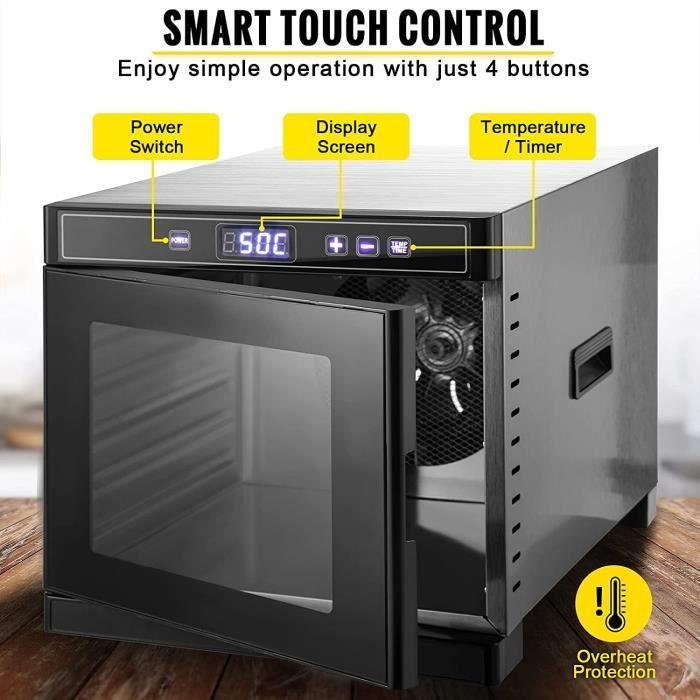 Déshydrateur Alimentaire - VEVOR - 6 Plateaux - Acier Inoxydable - Écran Tactile - 30x33 cm