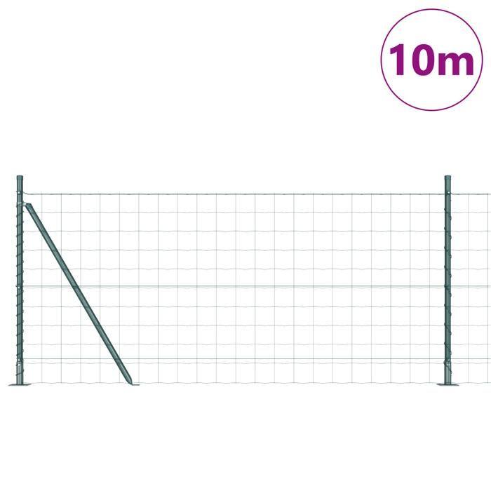 VidaXL Clôture Euro avec 7 poteaux flangés 0.8x10 m en acier galvanisé 3350835