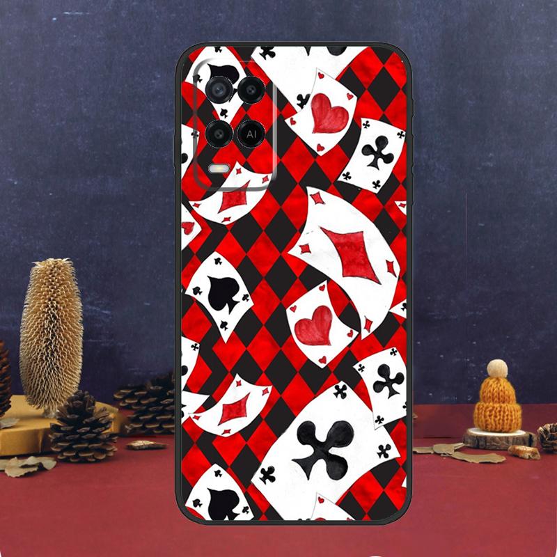 Poker Playing Card Case For Oppo A80 A60 A40 A78 A98 A58 A38 A18 A54 A74 A94 A96 A76 A16 A15 A17 A57 A5 A6 Pro