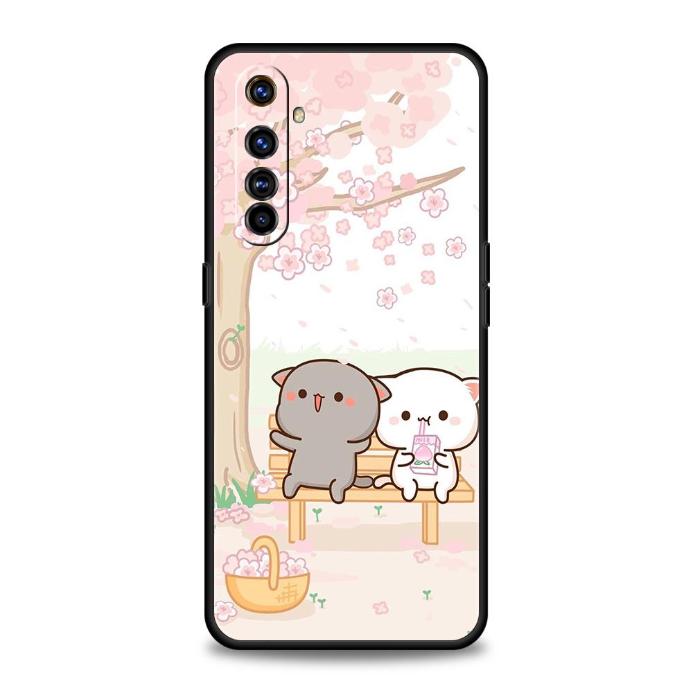 Peach And Goma Cat Phone Case for Realme 8 9 Pro Plus 8i 9i 6 7 GT2 C21 C25 C3 C11 11 Pro 5G Plus Shockproof Silicone Shell Bags