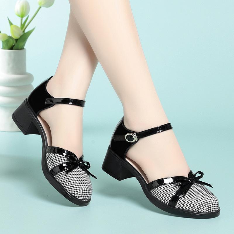 Sandali Donna a Punta Chiusa, Tacco Medio, Monocinghia, Punta Aperta, Tacco Chunky, Scarpe Estive Singole