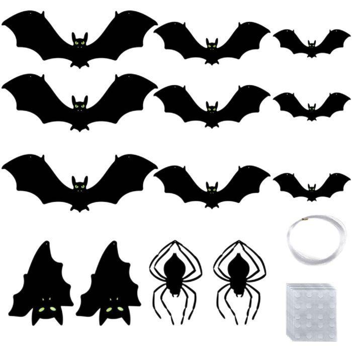 Décoration murale d'Halloween - AIMOONSA - Yeux 3D - Lot de 13 - Imperméable - Chauves-souris et araignées
