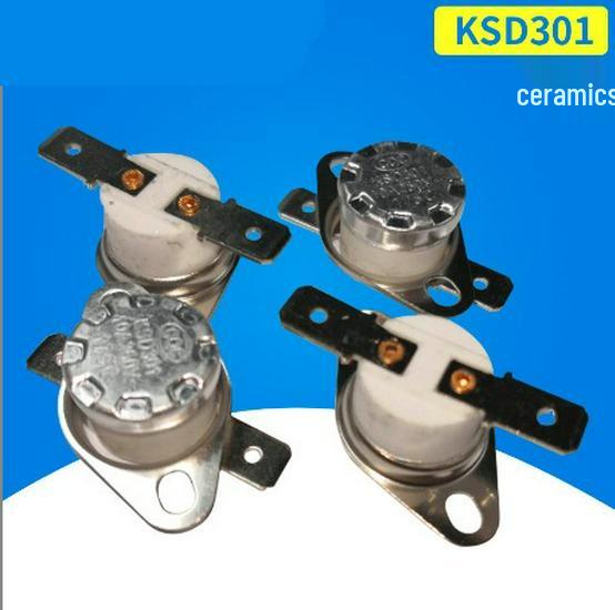 Ceramic Normally Closed KSD301 Thermostat Switch, Flat Foot Mount, 40-180°C, 250V/16A