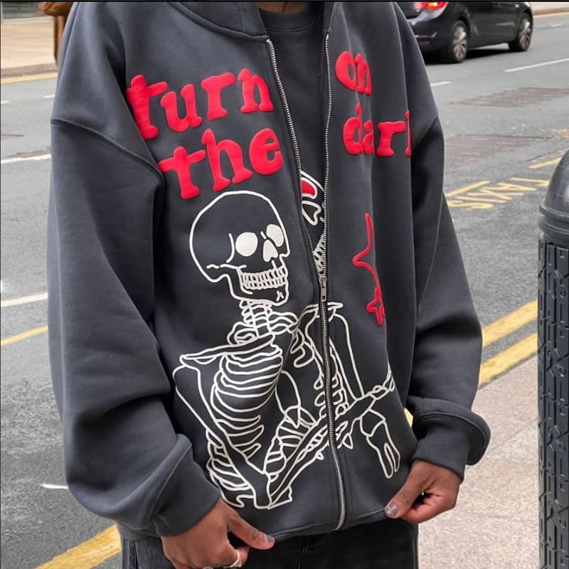 

Pullover Jacket Tops Hoodies Clothes Pullover Hoodie Top Print Skull Black M