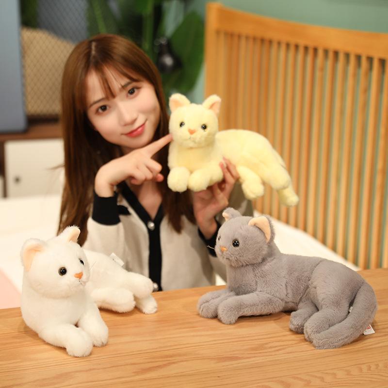 Simulated cat doll rag doll cute kitten doll plush toy children and girls pet cat soothing throw pillow