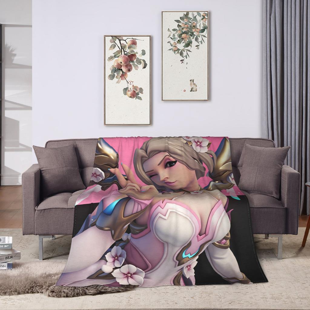 Overwatch Mercy Blankets  Soft Warm Fluffy Plush Bedding Throws For Couch Bed Picnic Flannel Bedspread Bed Cover