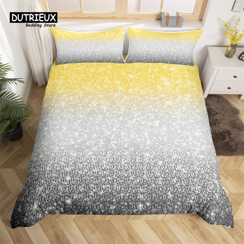 Colorful Glitter Duvet Cover Magical Fantasy Bedding Set Microfiber Fairy Dreamy Gradient Comforter Cover King For Boys Girls