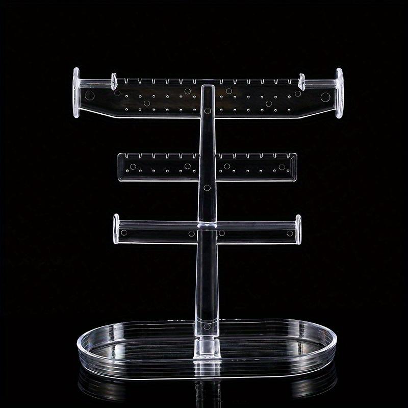 1pc Creative Jewelry Rack With Tray Base, Desktop Jewelry Display Holder, Plastic Jewelry Organizer Stand, For Earrings Rings