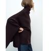 Fall and Winter New Women's Minimalist Retro Blended Fabric Asymmetric Stand Collar Knitting Cape Coat 3739027