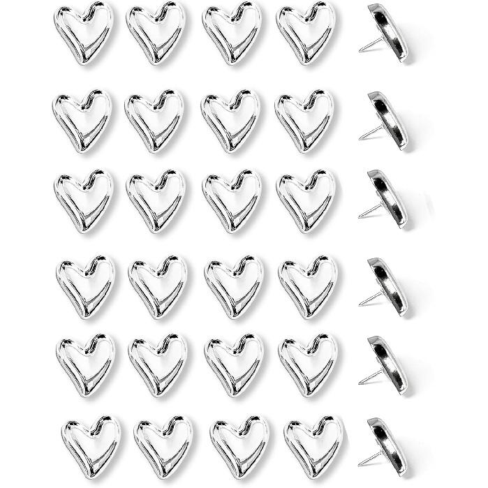30 pcs - Heart Decorative P, Gold Cute P for Bulletin Board, Office or Home (30Pcs-Gold)
