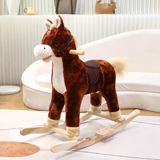 Horse Stick Toy for Pretend Play Plush Pony Head on Wooden Stick Soft Plush Horse Head Role Play Toy for Boys Girls