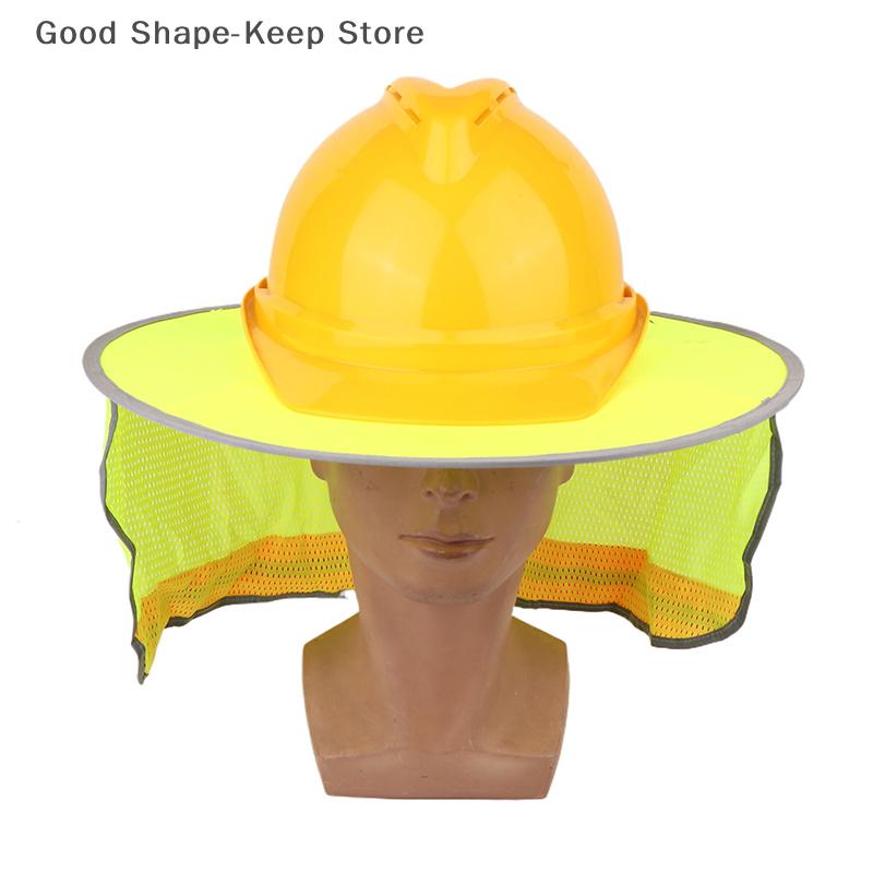 Cappello parasole per cantiere, Elmetto di sicurezza riflettente con protezione per il collo, Copertura estiva per elmetto