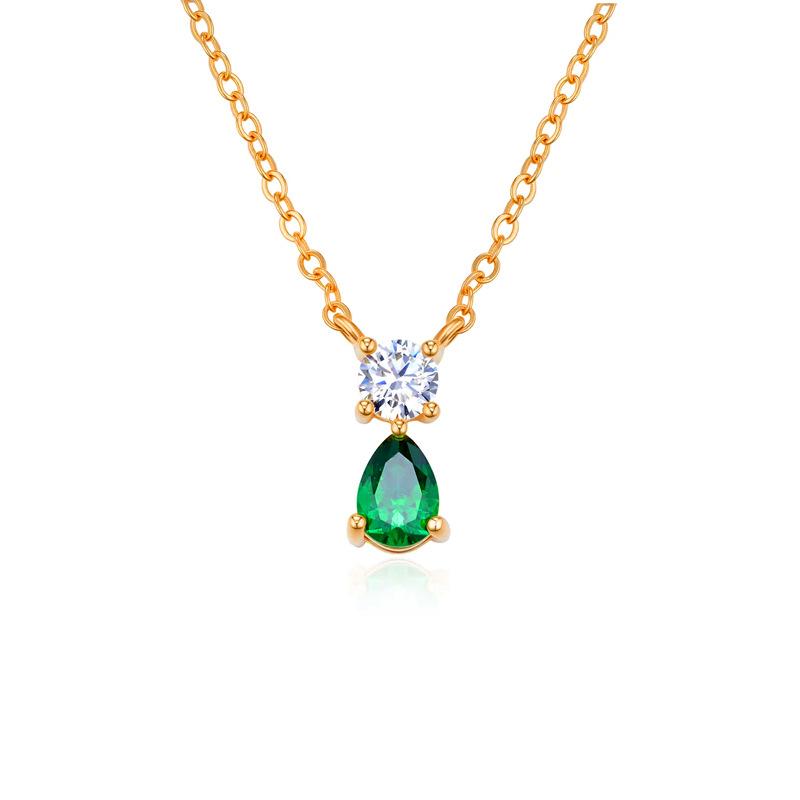 Cross-border Hot-selling European American Style Simple Water Drop Birthstone Necklace Women Fashion Pendant Necklace