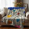 Grunge Ghost Grid Soft Flannel Blanket Breathable Warm Throw for Office Car Sofa Kids Room Birthday Xmas Gift