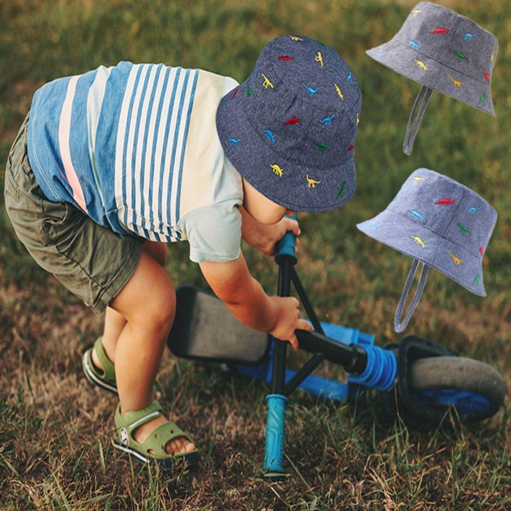 

Cute Cartoon Sunscreen Hat Dinosaur Embroidery Beach Hat Fashion Sun Cap