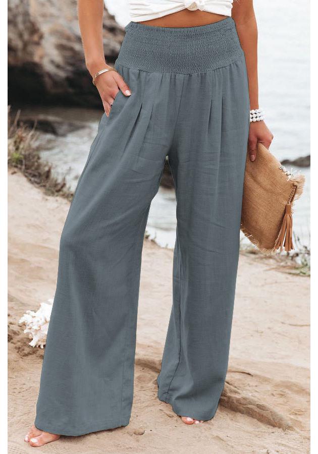 2026 Spring/Summer Women's Casual Loose Cotton Ruched Distressed Mid-rise Pants