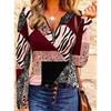 Women's creative printed zipper long-sleeved T-shirt, breathable, soft and comfortable, suitable for all-year-round casual wear