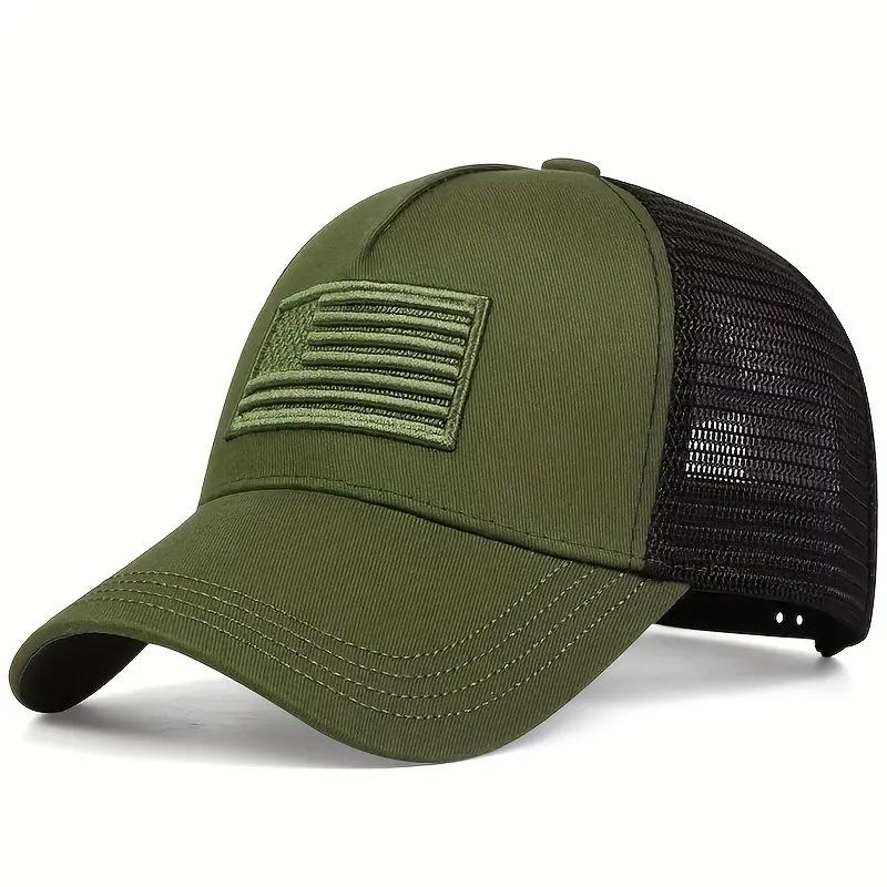 Hot sale High quality American Flag Embroidery Baseball Net Caps Spring and Summer Outdoor Adjustable Casual Hats Sunscreen Hat
