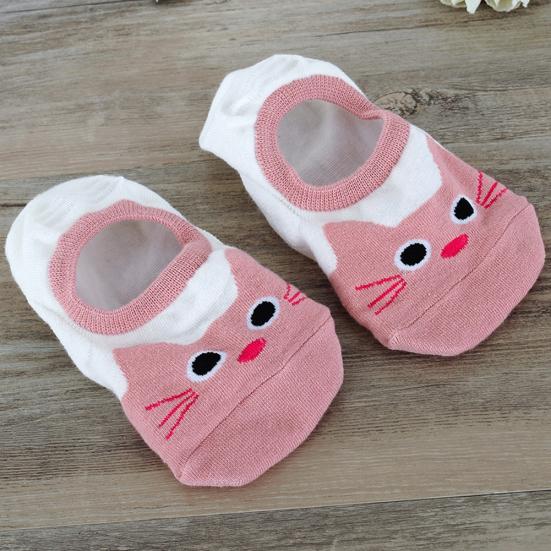 Women Invisible Cotton Socks No Show Nonslip Loafer Liner Low Cut Animal