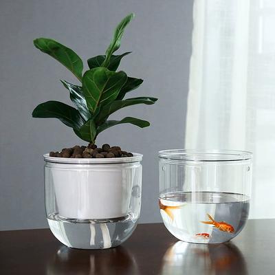 Transparent Double Hanging Basket Pot Lazy Self-Absorbent Pot Can Hang Plant Pot