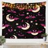 Fire & Ice Phoenix Tapestry, Red Blue Mythical Birds on Black Starry Background, Wall Hanging for Fantasy Aesthetic Decor