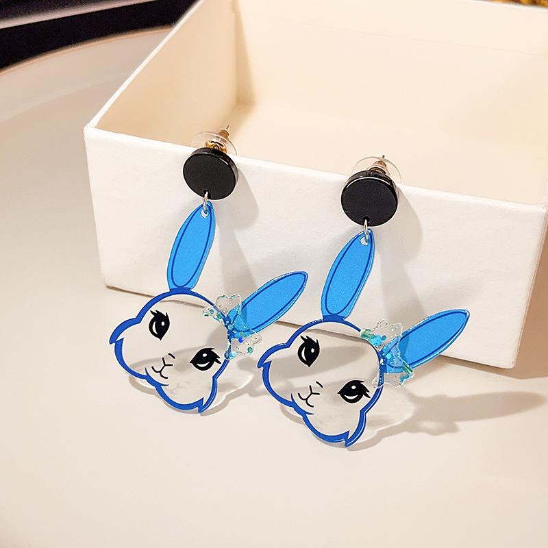 Cute Cartoon Rabbit Ear Studs In Transparent Design for Girls and Women