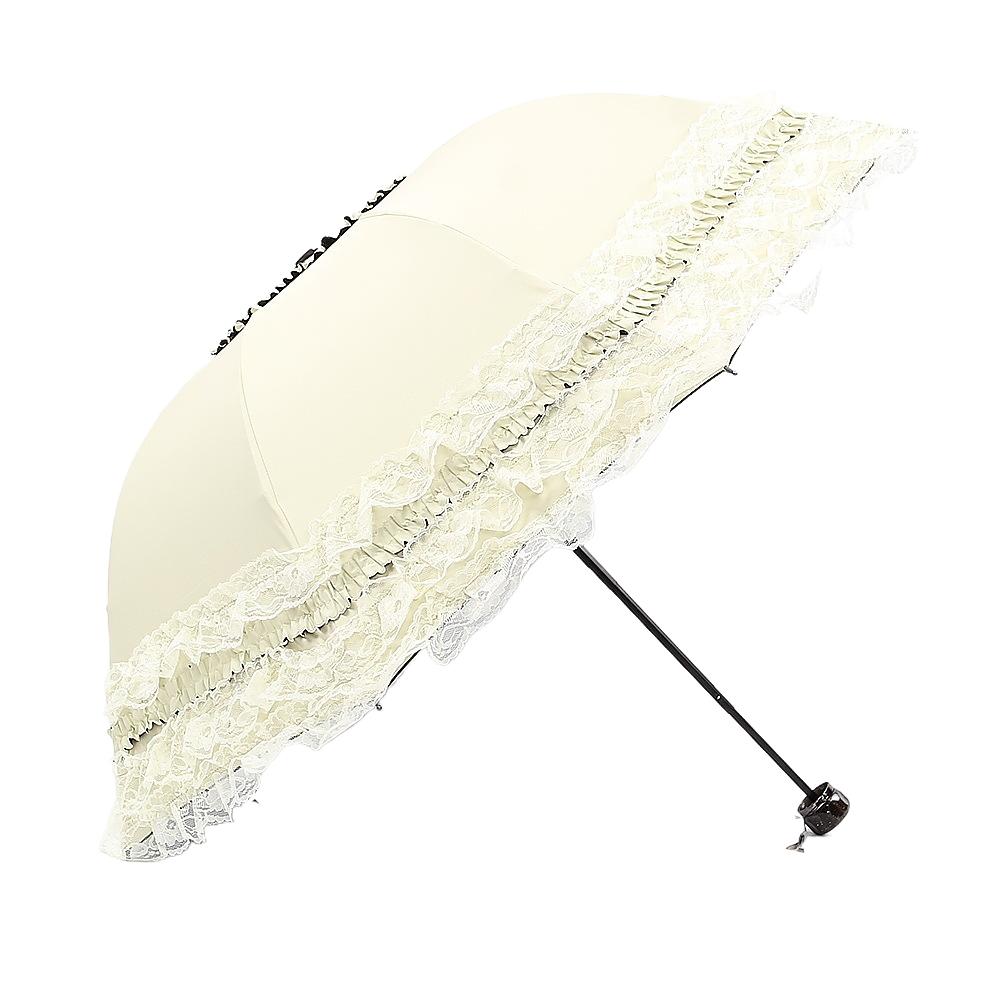 

Лолита Портативный Солнцезащитный Зонт Готический Женский Парасоль Винтажный Складной Зонт Дождь бежевый
