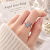 Rhinestone Embellished Rhinestone Heart Ring Adjustable Fashion Band  Mom Daughter Gift