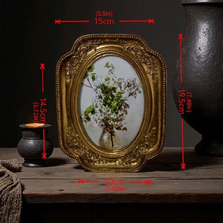 Retro Picture Frame,Decorative Photo Frame Antique Ornate Oval Photo Frame for Tabletop and Wall Display Home Decors