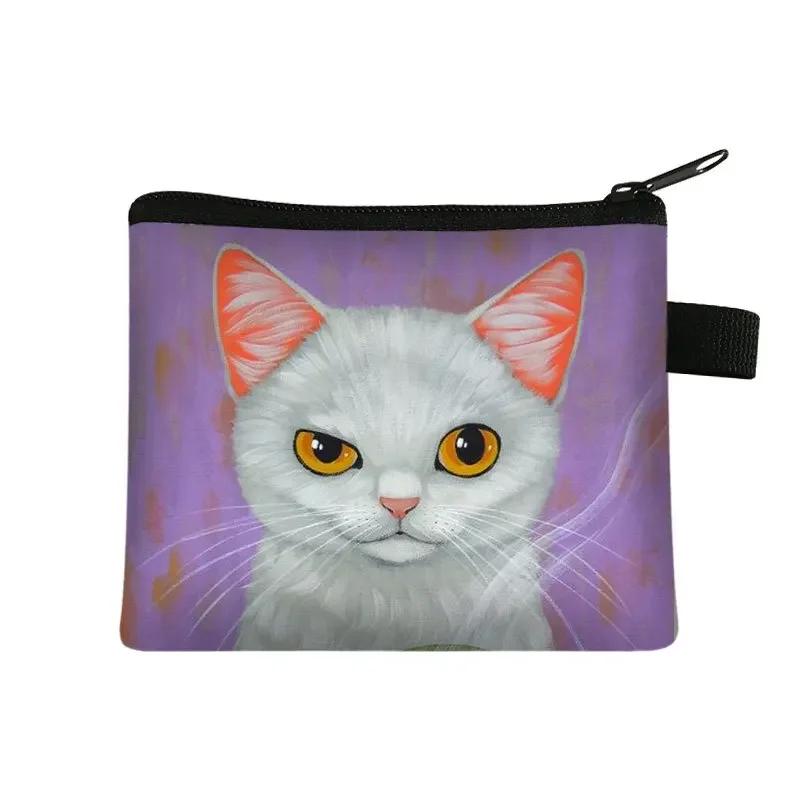 Cute Cartoon Cat Card Holder Coin Purse Change Purses Small Wallets Women Clutch Zipper Coins Bag Pouch Cat Kids Mini Wallet