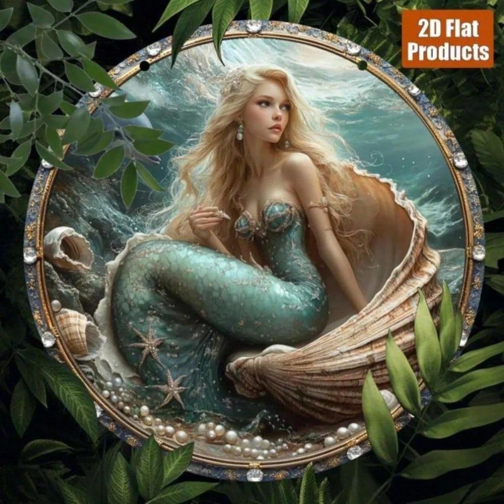 Circular Metal Wall Art Underwater Ocean Fish Starfish Fantasy Home Decor Unique Gift