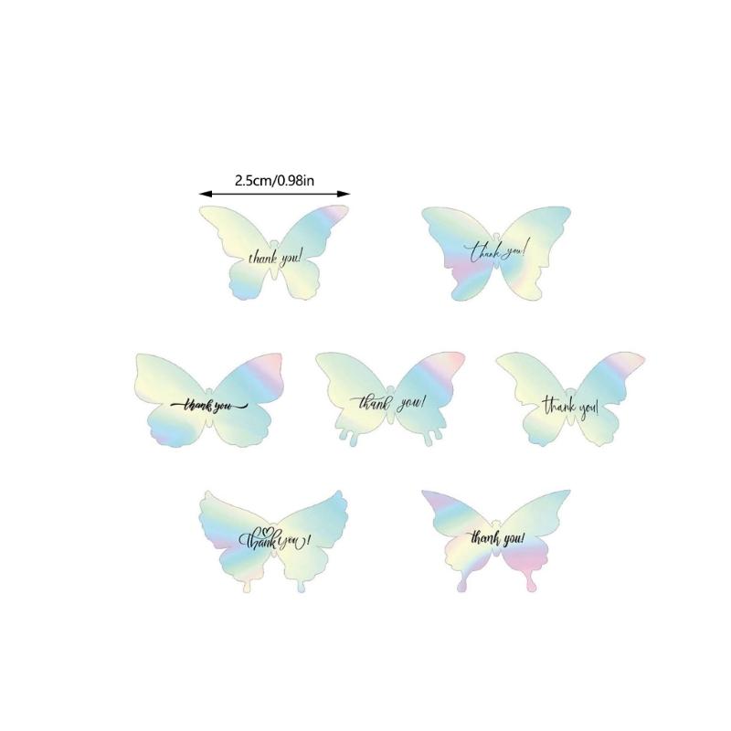1 Roll Elegant Butterfly Thank You Sticker Selves Adhesive and Removable Ideal for Notebooks Albums and Decorations