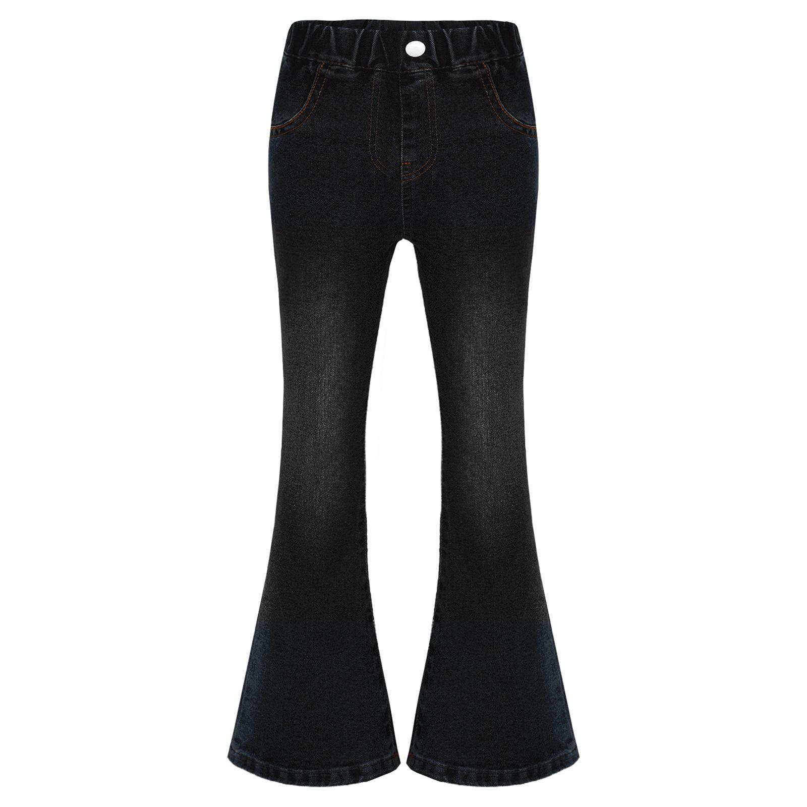 

Girls Flared Jeans Slim Fit Bell Bottom Denim Pants Casual Elastic Waistband Fashion Trousers 15-16 Years