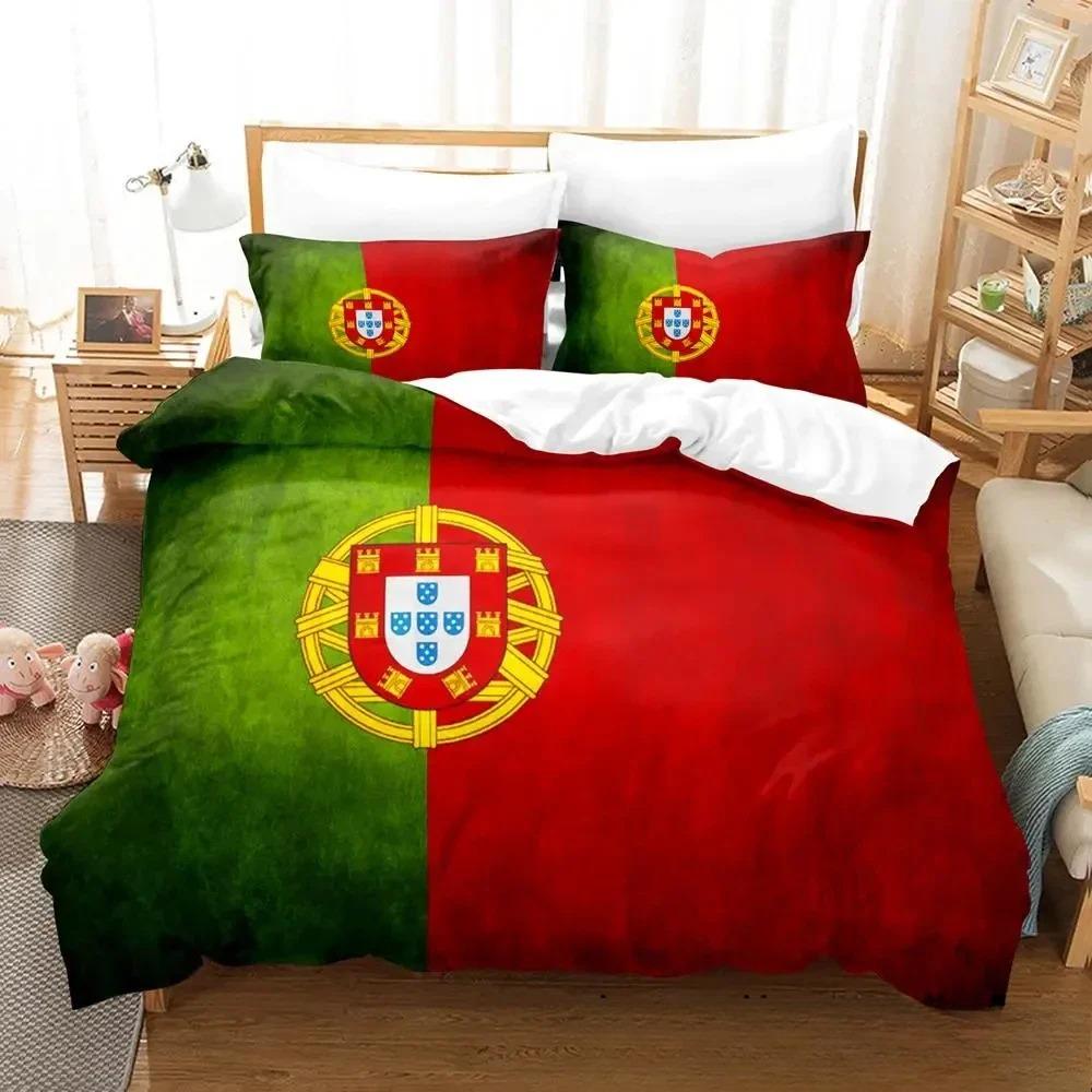 3D-Druck Portugal Flagge Bettwäscheset Jungen Mädchen Einzelbett Queen King Size Bettbezug Kissenbezug Bett Jungen Erwachsene Heimtextil