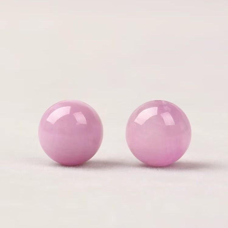 Kunzite Round Beads DIY Handmade Purple Bracelet with Cat's Eye Effect