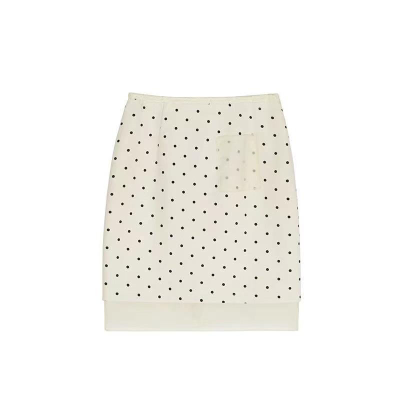 Spring Multi-Wear Polka Dot & Floral Ribbon Shirt Skirt Set for Women S
