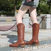Winter Trendy Paragraph Rivet Fashion Boots Versatile High Leg Knee Thick Heel Cowboy Boots for Women
