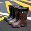 Fashion rain shoes men's medium tube non-slip waterproof shoes new fashion outdoor water boots warm kitchen rubber shoes men's fashion