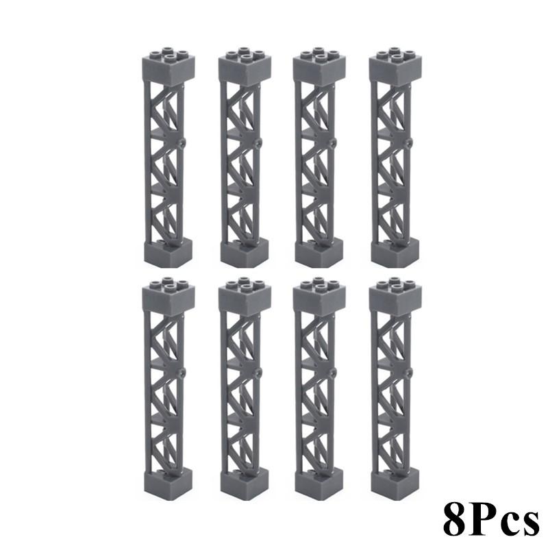 8-Pack Timeless Building Block Works With Universal 58827 Component Frame Pillars for Train Track Support Bracket