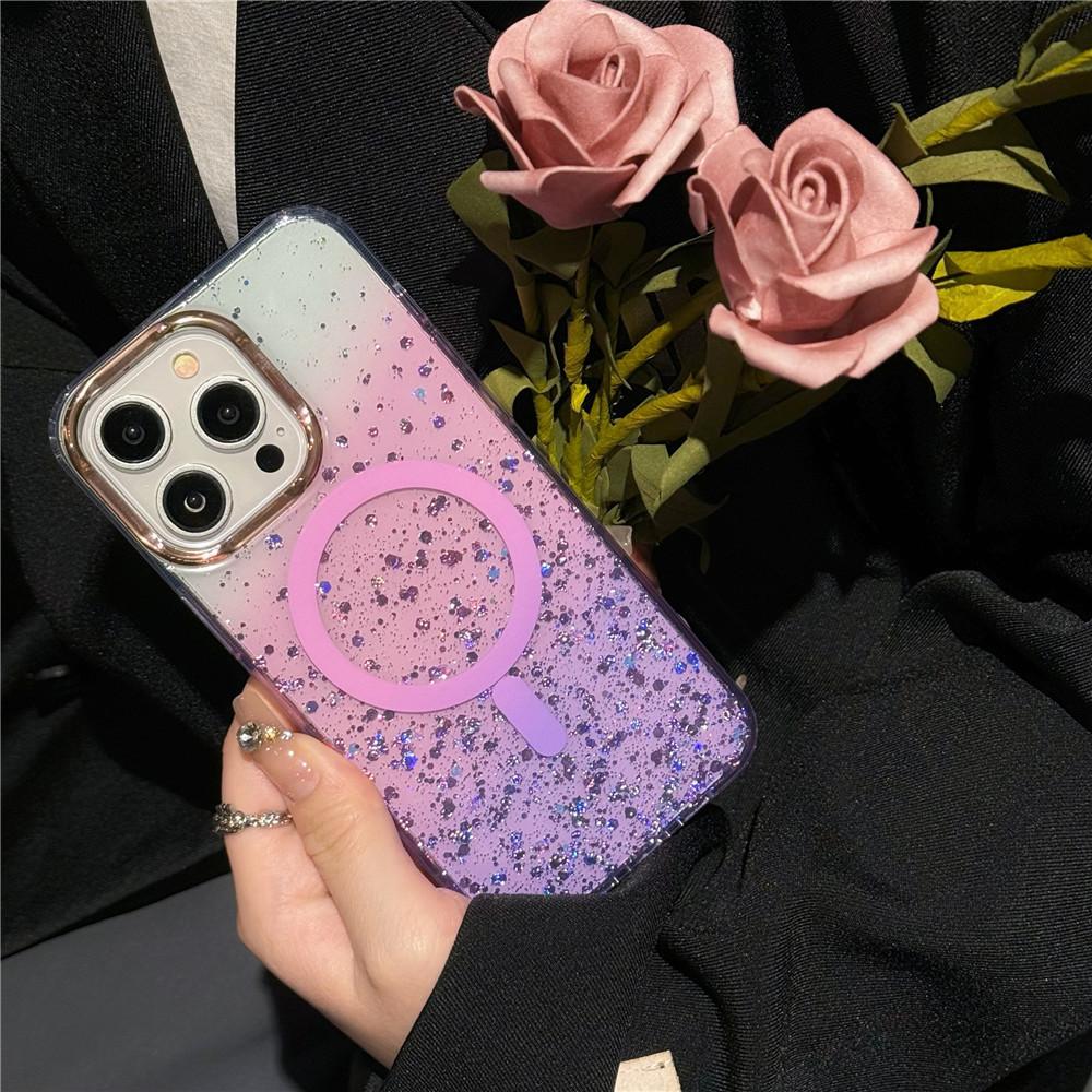 Applicable iPhone17 gold foil mobile phone case magnetic suction apple 15pro starry sky transparent mate60pro protective case