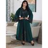 Middle East Arab Dubai Dress Women's Embroidered Sequin Robe Shiny V Neck Indonesia Plus Size Long Dress Dresses