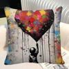 Street Graffiti Banksy Boy Girl With Balloon Pillow Case Square Pillow Bedroom Sofa Leisure Comfort Cushion Car Home Decoration