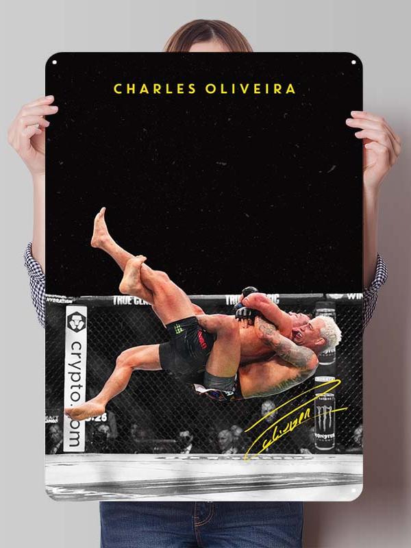Charles Oliveira Boxer Metallschilder Gaming Zimmer Dekoration Benutzerdefiniertes Boxposter Blechschilder für Wandkunst Dekor Vintage Metallplatte
