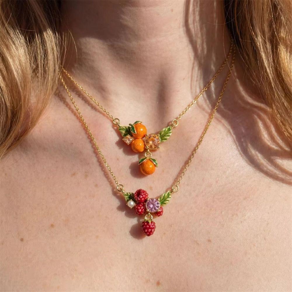 Mulberry Fruit Necklace Lemons Collarbone Chain Fashion Fruits Choker Vacation