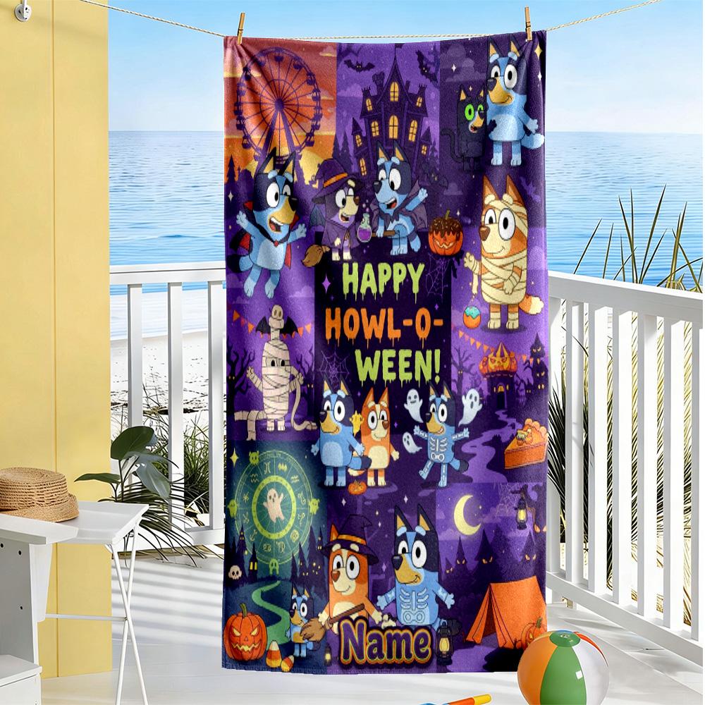 Halloween Trick Treat Customized Name Beach Towel Quick-Dry Soft Microfiber